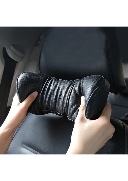 B Tipi Stili Araba Boyun Yastığı Pu Deri Oto Baş Dinlenme Yastığı 3D Bellek Köpüğü Oto Koltuk Sandalyesi Için Evrensel Boyun Dayanağı Yastığı (Yurt Dışından)