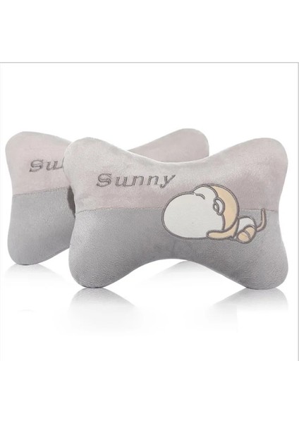 Monky1 Tarzı 2 Adet Evrensel Karikatür Araba Boyun Yastıklar Peluş Nefes Dinlenme Kafalık Minderi Yastık Araba Iç Aksesuarları (Yurt Dışından)