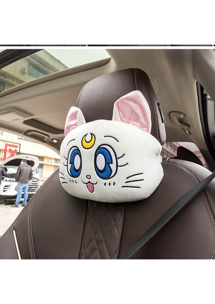 Boyun Yastığı Tarzı Yeni Varış Karikatür Sevimli Kafalık Peluş Luna Kedi Kafası Araba Bel Desteği Yastık Yaratıcı Araba Boyun Yastık Süslemeleri (Yurt Dışından)