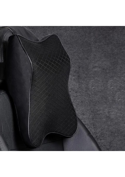 Siyah Büyük Stil Araba Hafızalı Köpük Yastık Oto Kafalık Boyun Desteği Ayarlanabilir Yumuşak Nefes Alabilir Araba Seyahat Başlığı Tutucu (Yurt Dışından)