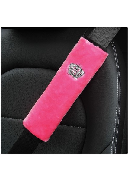 Pembe Taç Araba Emniyet Kemeri Örtüsü Taç Kış Peluş Evrensel Oto Emniyet Kemeri Yastık Koruyucu Emniyet Kemerleri Omuz Koruma Kapakları (Yurt Dışından)