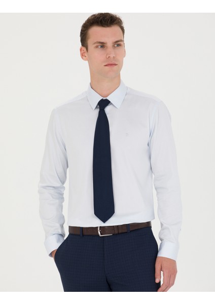 Erkek Açık Mavi Slim Fit Uzun Kollu Basic Gömlek 50280213-VR003