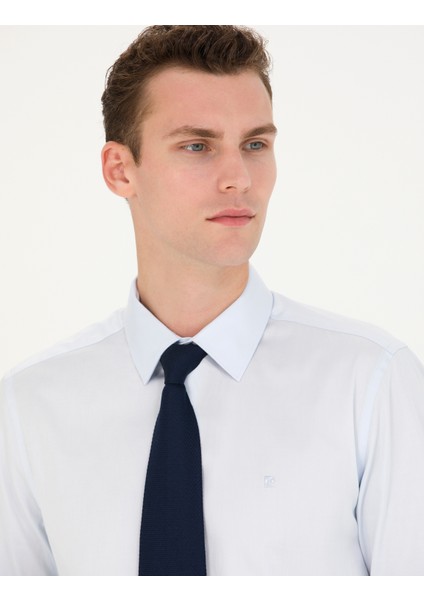 Erkek Açık Mavi Slim Fit Uzun Kollu Basic Gömlek 50280213-VR003 fiyatları