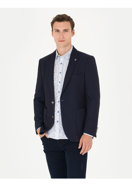 Erkek Lacivert Ekstra Slim Fit Blazer Ceket 50274202-VR033