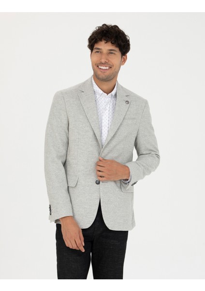 Erkek Açık Gri Slim Fit Ceket 50273166-VR001