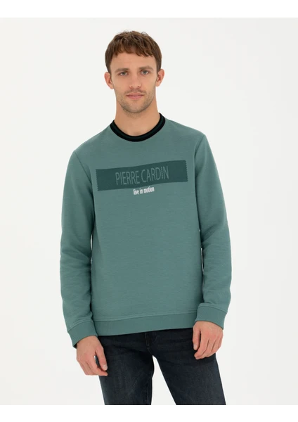 Pierre Cardin Erkek Yeşil Regular Fit Bisiklet Yaka Sweatshirt 50279532-VR054