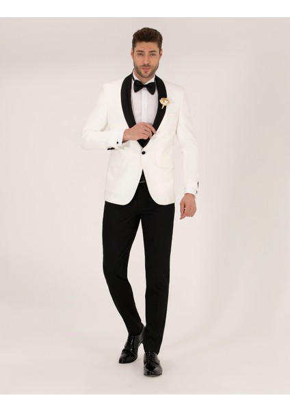 Erkek Ekru Ex. Slim Fit Smokin Damatlık 50267027-VR019
