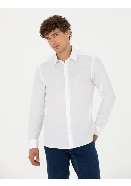 Erkek Beyaz Slim Fit Uzun Kollu Basic Gömlek 50277645-VR013 modelleri