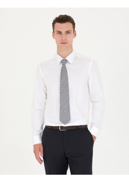 Erkek Beyaz Slim Fit Uzun Kollu Basic Gömlek 50280213-VR013