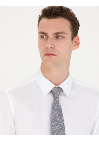 Erkek Beyaz Slim Fit Uzun Kollu Basic Gömlek 50280213-VR013