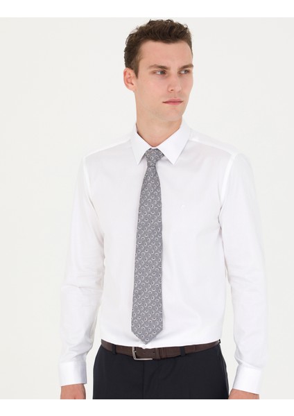Erkek Beyaz Slim Fit Uzun Kollu Basic Gömlek 50280213-VR013