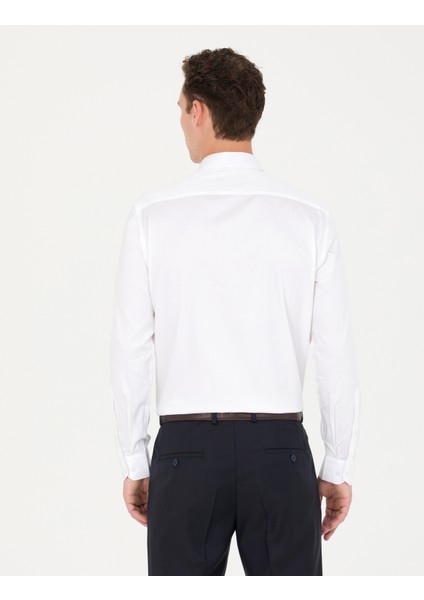Erkek Beyaz Slim Fit Uzun Kollu Basic Gömlek 50280213-VR013