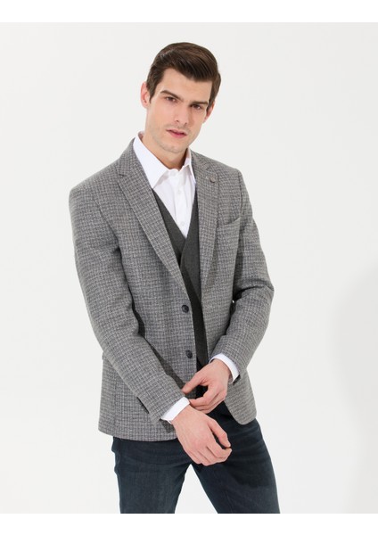 Erkek Gri Slim Fit Yün Karışımlı Ceket 50256395-VR024 modelleri