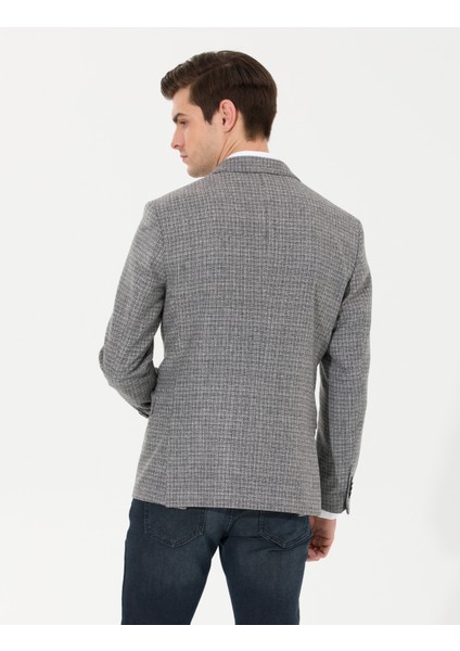 Erkek Gri Slim Fit Yün Karışımlı Ceket 50256395-VR024 indirimleri