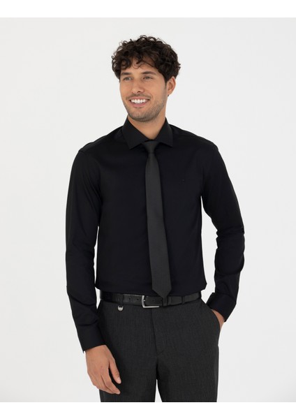 Erkek Siyah Slim Fit Uzun Kollu Gömlek 50286000-VR046