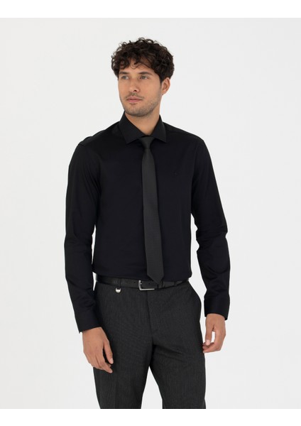 Erkek Siyah Slim Fit Uzun Kollu Gömlek 50286000-VR046 modelleri