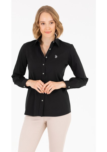 Kadın Siyah Gömlek Basic 50262883-VR046 fırsatları