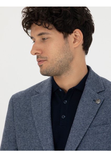 Erkek Koyu Mavi Slim Fit Ceket 50273166-VR032