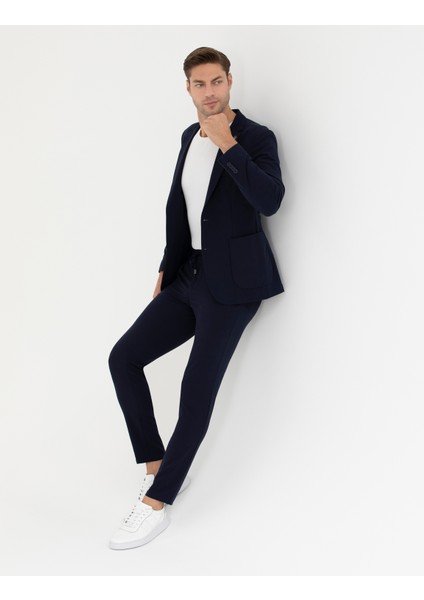 Erkek Lacivert Body Esnek Fit Blazer Ceket 50287491-VR033