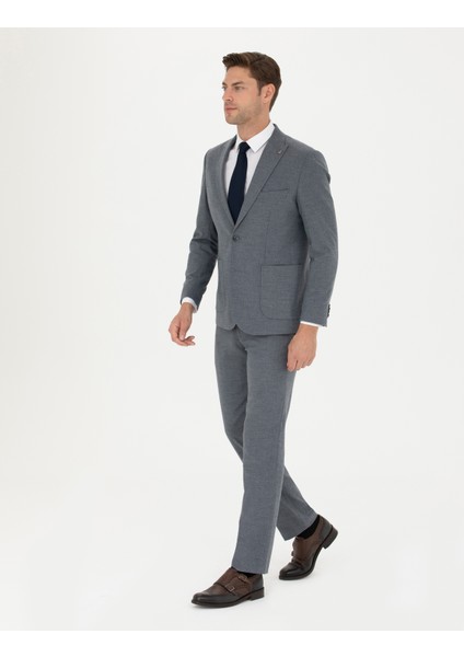 Erkek Koyu Mavi Slim Fit Çizgili Takım Elbise 50274461-VR032 fırsatları