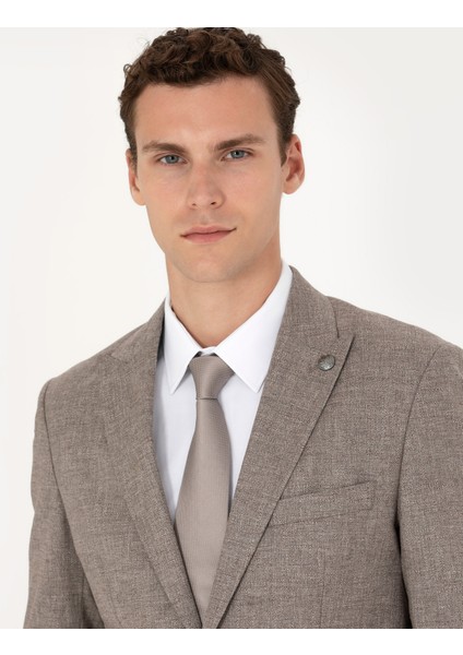 Erkek Açık Kahverengi Slim Fit Yün Karışımlı Takım Elbise 50273542-VR002 fiyatları
