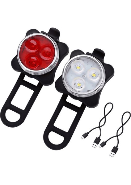 Açık Bisiklet Su Geçirmez Cob 3 LED USB Şarj Edilebilir 4 Mod Bisiklet Gece Ridefront Kafa Lambası ve Arka Kuyruk Lambası (Yurt Dışından)