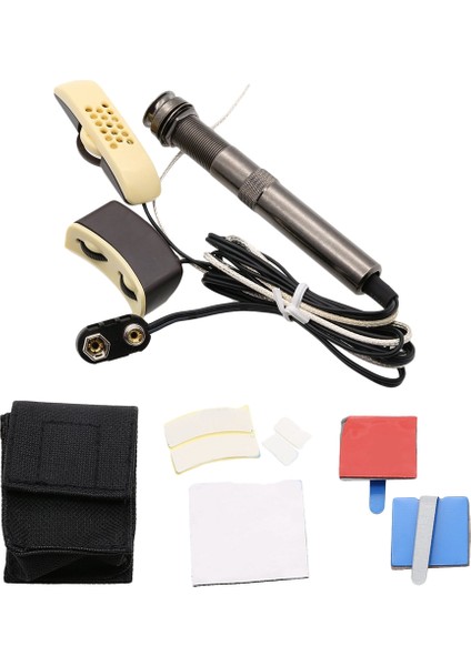 Folk Akustik Gitar Alıcısı A-202 Gitar Ekolayzır Piezo Pikap Amplifikatör Tuner, 6.35MM Çıkış Jakı (Mikrofonlu) (Yurt Dışından)