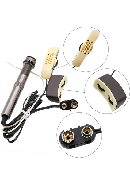 Folk Akustik Gitar Alıcısı A-202 Gitar Ekolayzır Piezo Pikap Amplifikatör Tuner, 6.35MM Çıkış Jakı (Mikrofonlu) (Yurt Dışından)