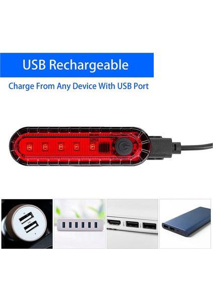 Paket USB Şarj Edilebilir LED Bisiklet Kuyruk Lambası, Yol Bisikleti Bisiklet Için Ön Far ve Arka Bisiklet Işığı (Yurt Dışından)