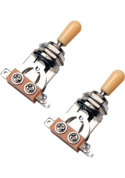 Metrik 3 Yollu Kısa Düz Gitar Alıcı Seçici Geçiş Anahtarı Düğmesi Gibson Epiphone Lp Les Paul Elektro Gitar Parçaları, Gümüş ve Bej (2'li Paket) (Yurt Dışından)