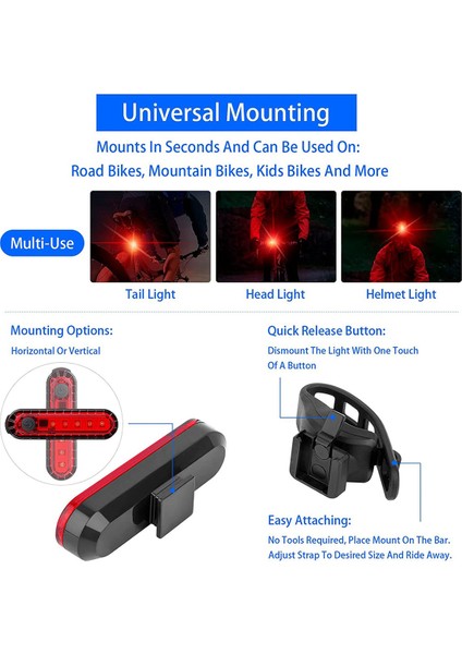 Paket USB Şarj Edilebilir LED Bisiklet Kuyruk Lambası, Yol Bisikleti Bisiklet Için Ön Far ve Arka Bisiklet Işığı (Yurt Dışından)