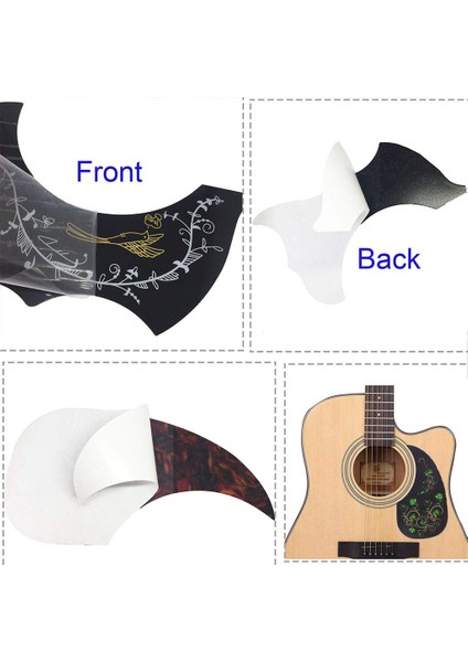 Paket Akustik Gitar Pickguard Kendinden Yapışkanlı Sinek Kuşu ve Su Şekilli Gitar Pickguard 40 Inç 41 Inç Gitar Için (Yurt Dışından)