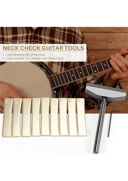 Luthier Alet Takımı Gitar Bas Fret Basın Caul Klavye Presleme Aracı + 9 Adet Pirinç Radyan Fret Ekler Altıgen Anahtar ile (Yurt Dışından)
