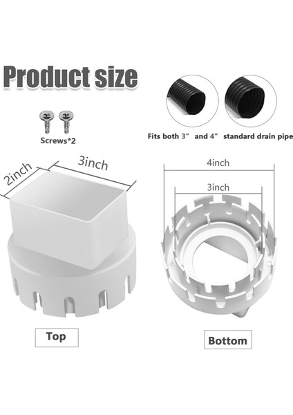 Drenaj Borusu Için Iniş Borusu Adaptörü, Çatı Yağmur Oluğu Iniş Borusu Uzantıları Evrensel, Iniş Borusu Genişletici, Beyaz 2 Paket (Yurt Dışından)