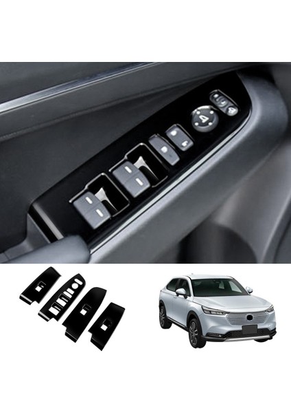 Araba Parlak Siyah Pencere Camı Kaldırma Düğmesi Anahtarı Kapağı Trim Kapı Kol Dayama Paneli Honda Hrv Hr-V Vezel 2021 2022 Lhd (Yurt Dışından)