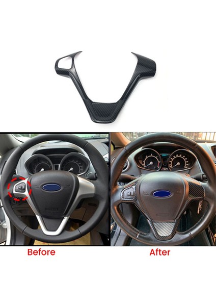 Araba Karbon Fiber Direksiyon Paneli Kapak Trim Çerçeve Etiket Ford Fiesta Için Mk7 2009-2017 Ecosport 2012-2017 (Yurt Dışından)