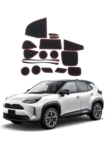 17 Adet Kapı Yuvası Pad Toyota Yaris Cross 2021 2022 Aksesuarları Iç Kaymaz Anti Toz Bardak Tutucu Ekler (Yurt Dışından)