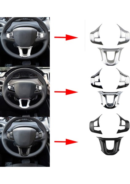 3 Adet/takım Araba Direksiyon Dekorasyon Kapak Trim Etiket Peugeot 2008 Için Fit 208 308 2014-2018 Mat Gümüş (Yurt Dışından)