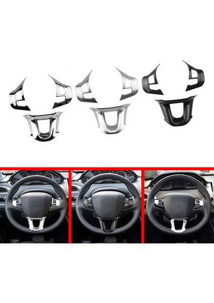 3 Adet/takım Araba Direksiyon Dekorasyon Kapak Trim Etiket Peugeot 2008 Için Fit 208 308 2014-2018 Mat Gümüş (Yurt Dışından)