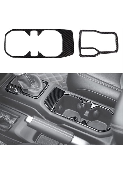 2 Adet Araba Vites Çerçevesi ve Ön Su Bardağı Tutucu Kapak Jeep Wrangler Jl 2018-2021 Için Vites Ayar Kapağı (Yurt Dışından)