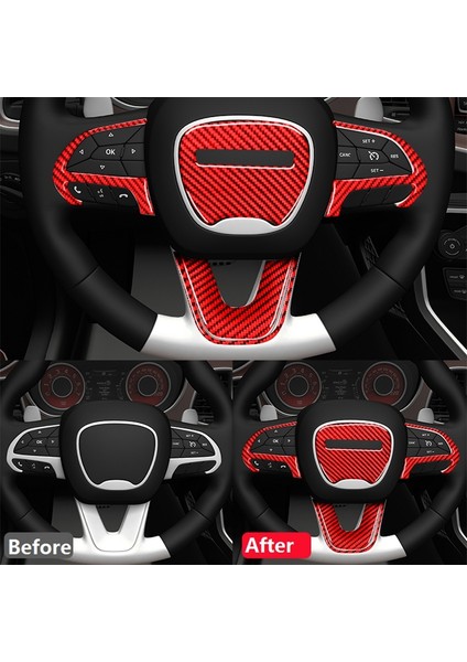 Dodge Challenger 2015-2020 Için 1 Adet Kırmızı Karbon Fiber Araba Direksiyon Sticker Kapak Trim Dekoratif, Orta (Yurt Dışından)