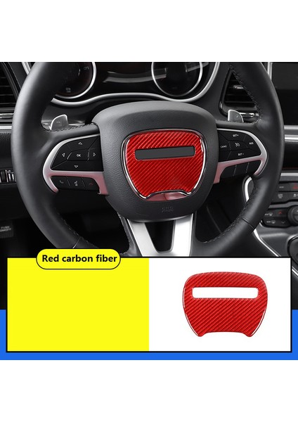 Dodge Challenger 2015-2020 Için 1 Adet Kırmızı Karbon Fiber Araba Direksiyon Sticker Kapak Trim Dekoratif, Orta (Yurt Dışından)