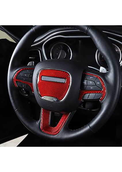 Dodge Challenger 2015-2020 Için 1 Adet Kırmızı Karbon Fiber Araba Direksiyon Sticker Kapak Trim Dekoratif, Orta (Yurt Dışından)