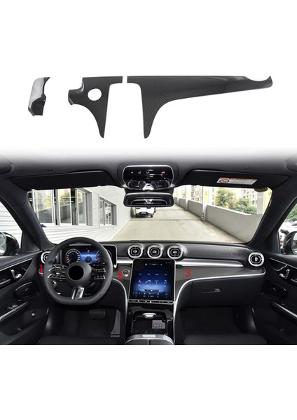 3 Adet Araba Karbon Fiber Ön Merkezi Kontrol Dashboard Dekor Etiket Paneli Trim Benz C-Class Için W206 2021 2022 C200 C260 (Yurt Dışından)