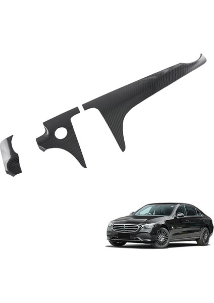 3 Adet Araba Karbon Fiber Ön Merkezi Kontrol Dashboard Dekor Etiket Paneli Trim Benz C-Class Için W206 2021 2022 C200 C260 (Yurt Dışından)