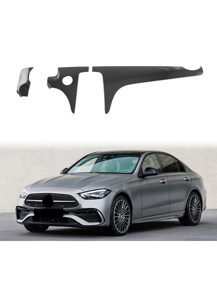 3 Adet Araba Karbon Fiber Ön Merkezi Kontrol Dashboard Dekor Etiket Paneli Trim Benz C-Class Için W206 2021 2022 C200 C260 (Yurt Dışından)
