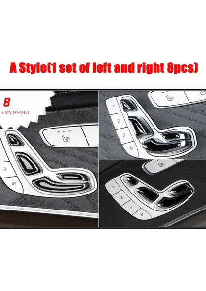 8 Adet Siyah Oto Araba Kapı Koltuğu Ayar Düğmesi Anahtarı Kapağı Etiket Trim Için Mercedes Benz Ec Glc Sınıfı W213 W205 X253 (Yurt Dışından)