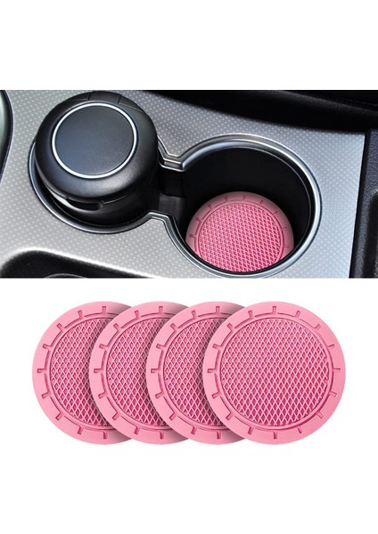 4 Adet Araba Bardak Tutucu Coaster Kaymaz Evrensel Insert Coaster Çoğu Araba Iç Mekanına Uygun (Pembe) (Yurt Dışından)