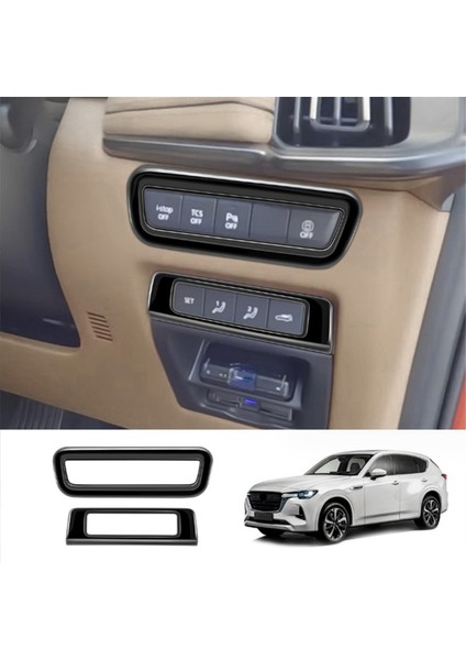 Araba Parlak Siyah Çok Fonksiyonlu Düğme Trim Krom Çerçeve Mazda Cx-60 2022-2023 Rhd Araba Aksesuarları (Yurt Dışından) fırsatları