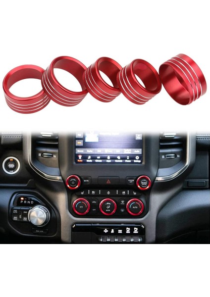 Dodge Ram Aksesuarları 2018-2021 Kontrol Düğmesi Kapağı Ac/ses/mod/otomatik/gözat Anahtarı Dekor Düğmesi Trim, Kırmızı 5 Adet (Yurt Dışından) fiyatları